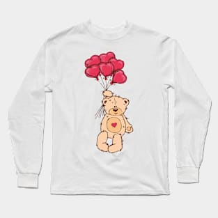 Valentine's Day - Bear with Hearts Long Sleeve T-Shirt